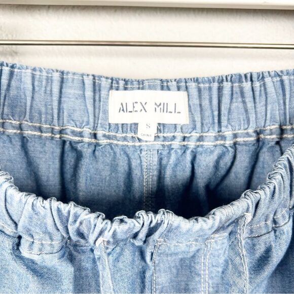 Alex Mill Riley Wide Leg Chambray Pull-On Pants 100% Cotton Small - Picture 5 of 8